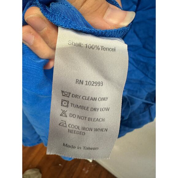 THAKOON Women's Blue Button Front Collared Tie Waist Mini Shirt Dress Size 14 - Picture 9 of 15